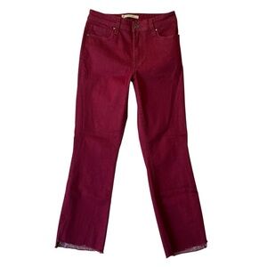 Whetherly jeans 27 4 Savannah High Rise Slim Kick Flare Red Stretch Crop Womens